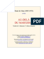 Henri de Man. Au Dela Du Marxisme