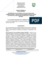 Decreto Cierre de Via Calle Cuarta 13 de Marzo de 2024