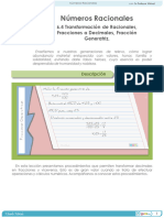 Números Racionales. Transformación de Racionales. Fracciones A Decimales, Fracción Generatriz. - 0