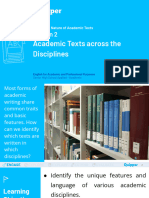 EAP 11 12 - UNIT 1 - LESSON 2 - Academic Texts Across The Disciplines