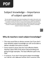 Subject Knowledge - Importance of Subject Specialist