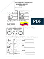 Evaluación Primer Periodo Inglés Grado Quinto