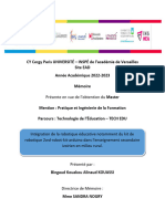 Intégration de La Robotique Éducative Notamment Du Kit de Robotique 2wd-Robot-Kit-Arduino Dans L'enseignement Secondaire Ivoirien en Milieu Rural.