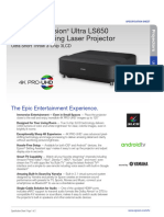 Epson EpiqVision LS650B Projector Specification Sheet CPD-63943 PDF