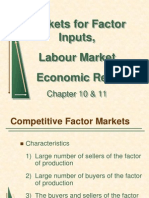 Markets For Factor Inputs, Labour Market Economic Rent: Chapter 10 & 11