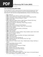 Samsung CSC Codes List