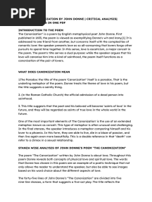 The Canonization by John Donne - Critical Analysis - Everything in One PDF