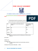 August Biology Assignment Assignments - Form 1 - Biology