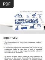 ROLE OF SUPPLY CHAIN MANAGEMENT IN A HOTEL Final Topic