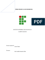 Relatório Produção de Biodiesel: Instituto Federal de São Paulo Campus Matão