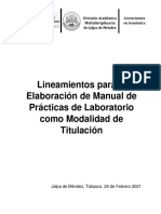 Guia para Titulacion Bajo Modalidad de Manual de Practicas de Laboratorio