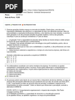 Avaliação Final Comportamento, Clima e Cultura Organizacional