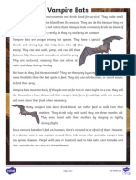 Fourth Grade Vampire Bats Reading Comprehension Activity