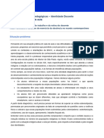 Aula Prática - Plano de Aula: Disciplina: Práticas Pedagógicas - Identidade Docente