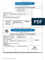 Admit Card (Provisional) For 7th SLST (AT) - MAIN: Berhampore Krishnath College SCHOOL Berhampore MURSHIDABAD-742101