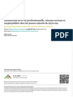 Satisfaction de La Vie Professionnelle, Réseaux Sociaux Et Employabilité Chez Les Jeunes Salariés de 18 - 30 Ans