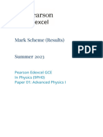 Mark Scheme (Results) Summer 2023: Pearson Edexcel GCE in Physics (9PH0) Paper 01: Advanced Physics I