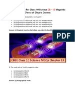 MCQ Questions For Class 10 Science CH - 13 Magnetic Effects of Electric Current