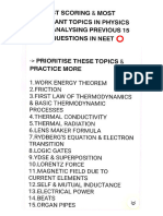 Imp Topics Physics and Chemistry NEET