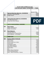 Cost Sheet