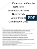 Planificación Anual de Ciencias Naturales