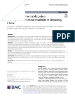 Prevalence of Mental Disorders Among Middle School Students in Shaoxing, China. 2023 Pei.