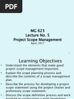 MG 623 Lecture No. 5 - Project Scope Management 2015