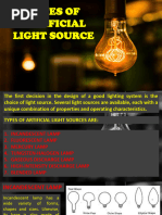 Types of Artificial Light Source