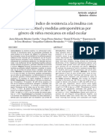 Asociación Del Índice de Resistencia A La Insulina Con Niveles de Cortisol y Medidas Antropométricas Por Género de Niños Mexicanos en Edad Escolar