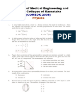 Comedk 2008 Physics