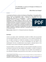 Reflexão Sobre o Papel Da Matemática No Processo de Formação de Professores Do Ensino Primário em Moçambique, Modelo 10+3 .