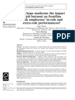 Does Hope Moderate The Impact of Job Burnout On Frontline Bank Employees' In-Role and Extra-Role Performances?