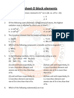 Worksheet-D Block Elements: (n-1) (n-1) (n-1) (n-1)