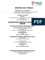 Horarios de Atención, Direcciones de Las Delegaciones y Teléfonos