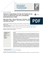 Validación Imagenológica Del Signo Del Hospital de San José en La Exploración Física de La Inestabilidad Anterolateral de La Rodilla