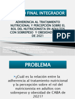 Adherencia Al Tratamiento Nutricional y Percepción Sobre El