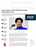 PepsiCo Ex-Boss Indra Nooyi Cautions Indian Students in US