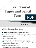 Construction of Paper and Pencil Tests