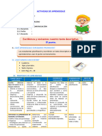 D3 A2 SESION COM. Escribimos y Revisamos Nuestro Texto Descriptivo.