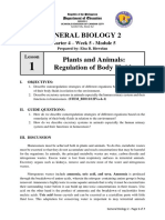 General Biology 2 - Q4 - W5 - M5 - LDS - Plants and Animals Regulation of Body Fluids - RTP