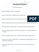 Molality and Molarity Worksheet