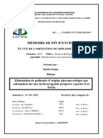 Elimination de Polluants D'origine Pharmaceutique Par Adsorption Sur Une Hydroxyapatite Préparée À Partir D'os Bovin