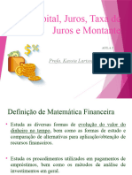 Mat. Financeira - Aula 2 - Capital, Juros, Taxa de Juros e Montante