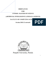 ORDINANCES FOR COURSE MASTER OF SCIENCE (ARTIFICIAL INTELLIGENCE AND DATA SCIENCE) 2020-21 Onwards