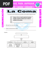 Ficha Clases de Coma para Quinto de Primaria