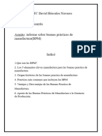 IGTC David Hércules Navarro Asignatura: Pasantía Asunto: Informe Sobre Buenas Prácticas de Manufactura (BPM)