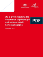 It's A Given: Tracking The Importance of Private Giving and Sponsorship To Key Organisations (2010)