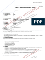 Silabo - COSTOS Y PRESUPUESTOS EN OBRAS CIVILES - 2023-1