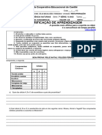 1 Prova de Recuperação Ciencias 7 Serie 2013