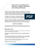 Técnicas Didácticas para El Aprendizaje de Las Áreas de Comunicación y Lenguaje y Matemáticas en El Nivel de Educación Primaria